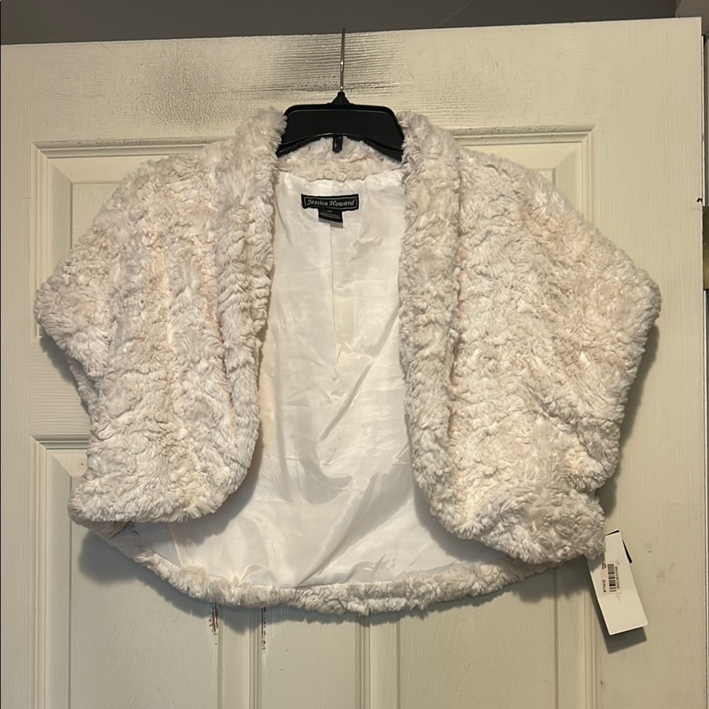 Jessica Howard Faux Fur Cropped Shrug Jacket Size 1X